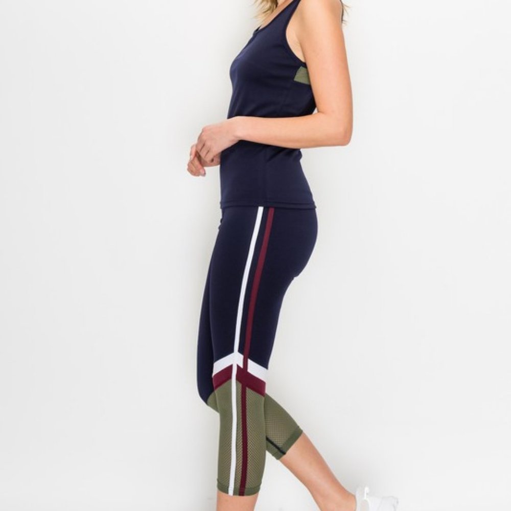 Color Block Crop Top and Capri Set
